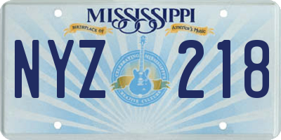 MS license plate NYZ218
