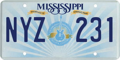 MS license plate NYZ231