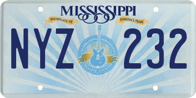 MS license plate NYZ232