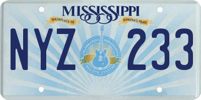 MS license plate NYZ233