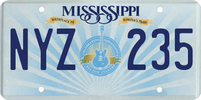 MS license plate NYZ235