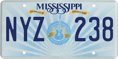 MS license plate NYZ238