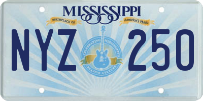 MS license plate NYZ250