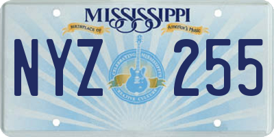 MS license plate NYZ255