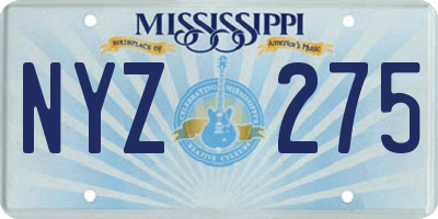 MS license plate NYZ275