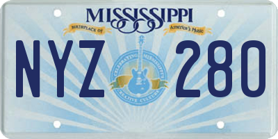 MS license plate NYZ280