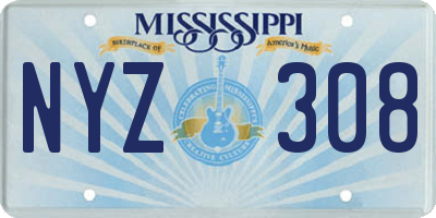 MS license plate NYZ308