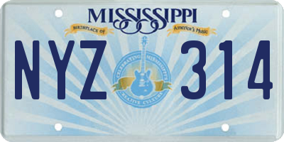 MS license plate NYZ314