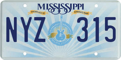 MS license plate NYZ315