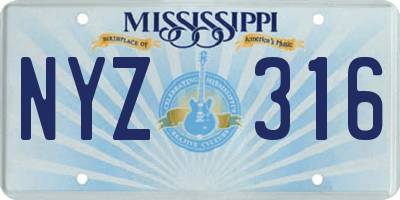 MS license plate NYZ316