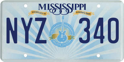 MS license plate NYZ340