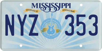 MS license plate NYZ353