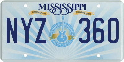 MS license plate NYZ360