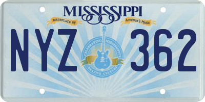 MS license plate NYZ362