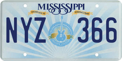 MS license plate NYZ366