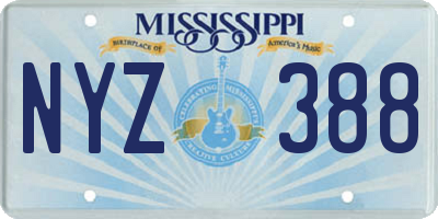 MS license plate NYZ388