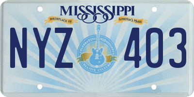 MS license plate NYZ403
