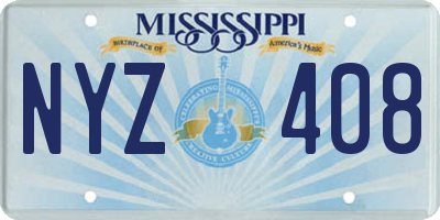 MS license plate NYZ408