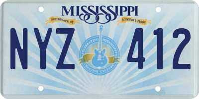 MS license plate NYZ412