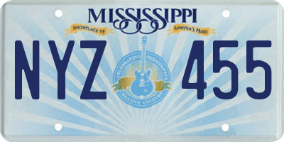 MS license plate NYZ455