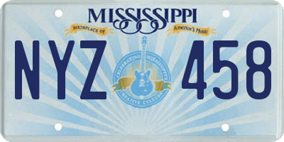 MS license plate NYZ458