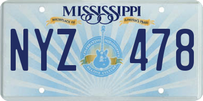 MS license plate NYZ478