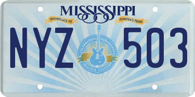 MS license plate NYZ503