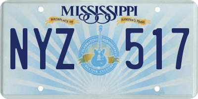 MS license plate NYZ517