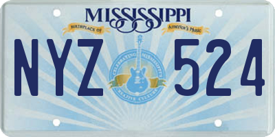 MS license plate NYZ524