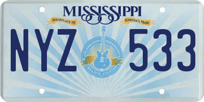 MS license plate NYZ533