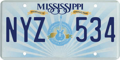 MS license plate NYZ534