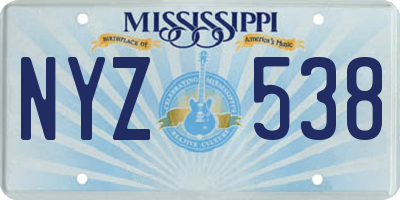 MS license plate NYZ538
