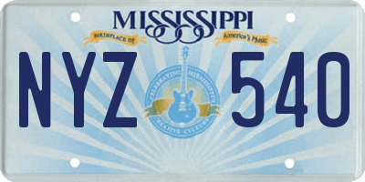 MS license plate NYZ540