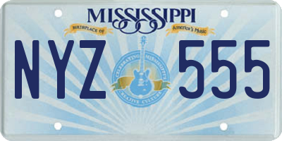 MS license plate NYZ555