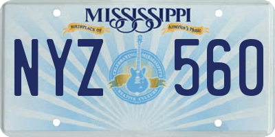 MS license plate NYZ560