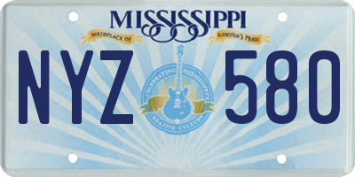 MS license plate NYZ580
