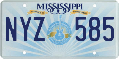 MS license plate NYZ585