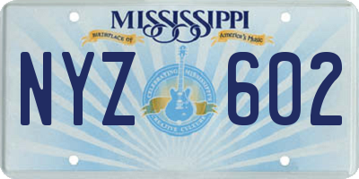 MS license plate NYZ602