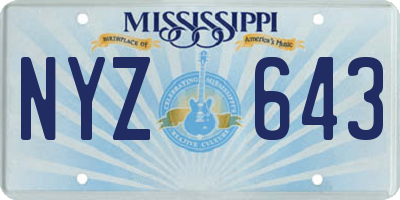 MS license plate NYZ643