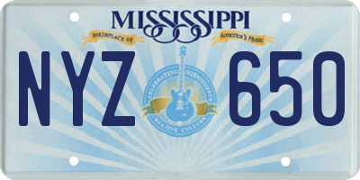 MS license plate NYZ650