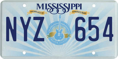 MS license plate NYZ654