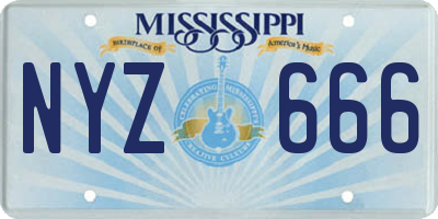 MS license plate NYZ666