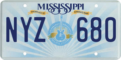 MS license plate NYZ680