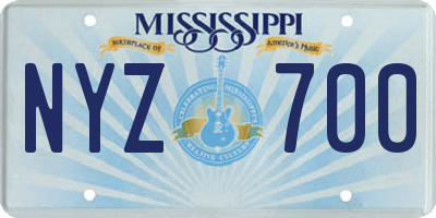 MS license plate NYZ700