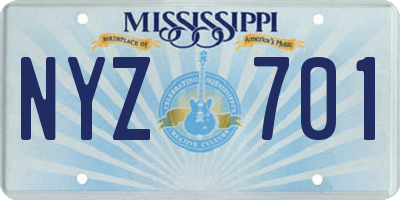 MS license plate NYZ701