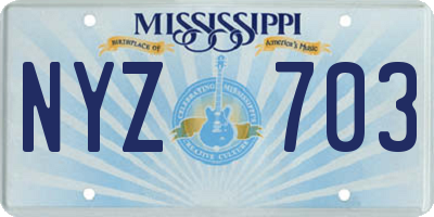 MS license plate NYZ703