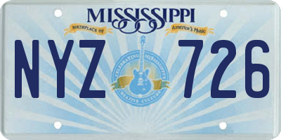MS license plate NYZ726