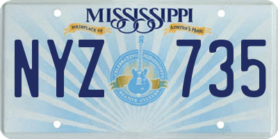 MS license plate NYZ735