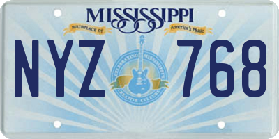 MS license plate NYZ768