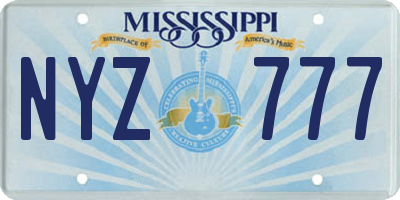 MS license plate NYZ777